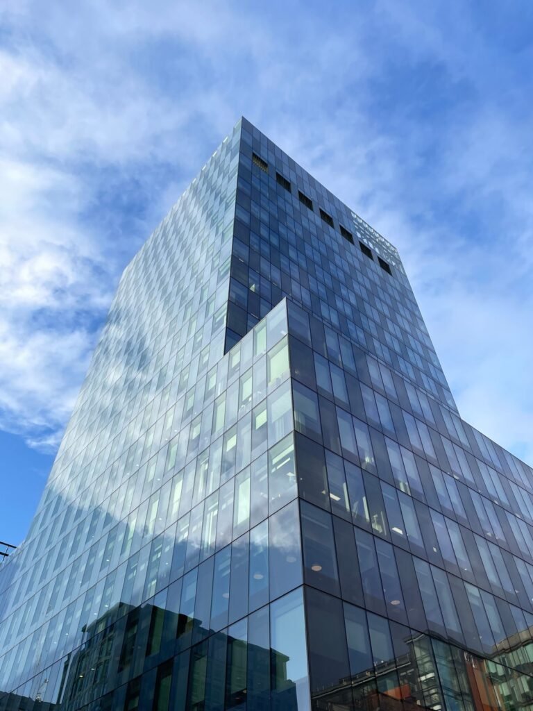 Futuristic business skyscraper, representing global corporate ownership structures