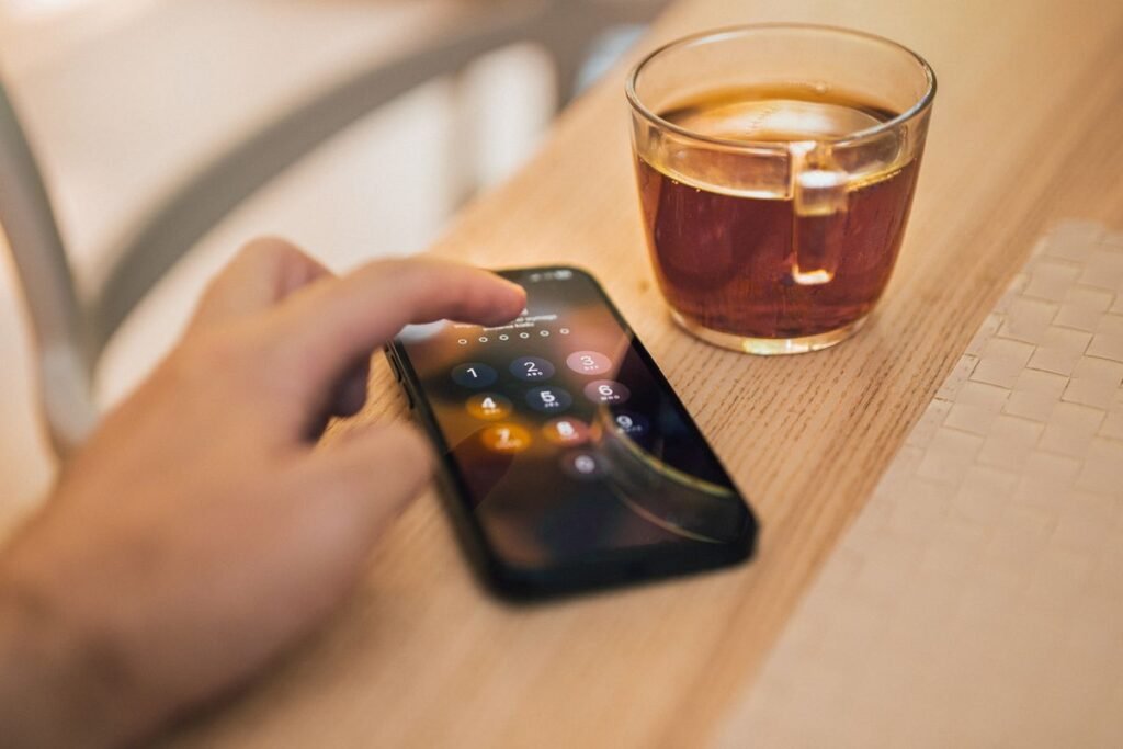 Smartphone lock screen, representing privacy and account security settings