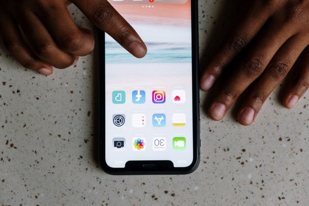 Person using a smartphone to share content