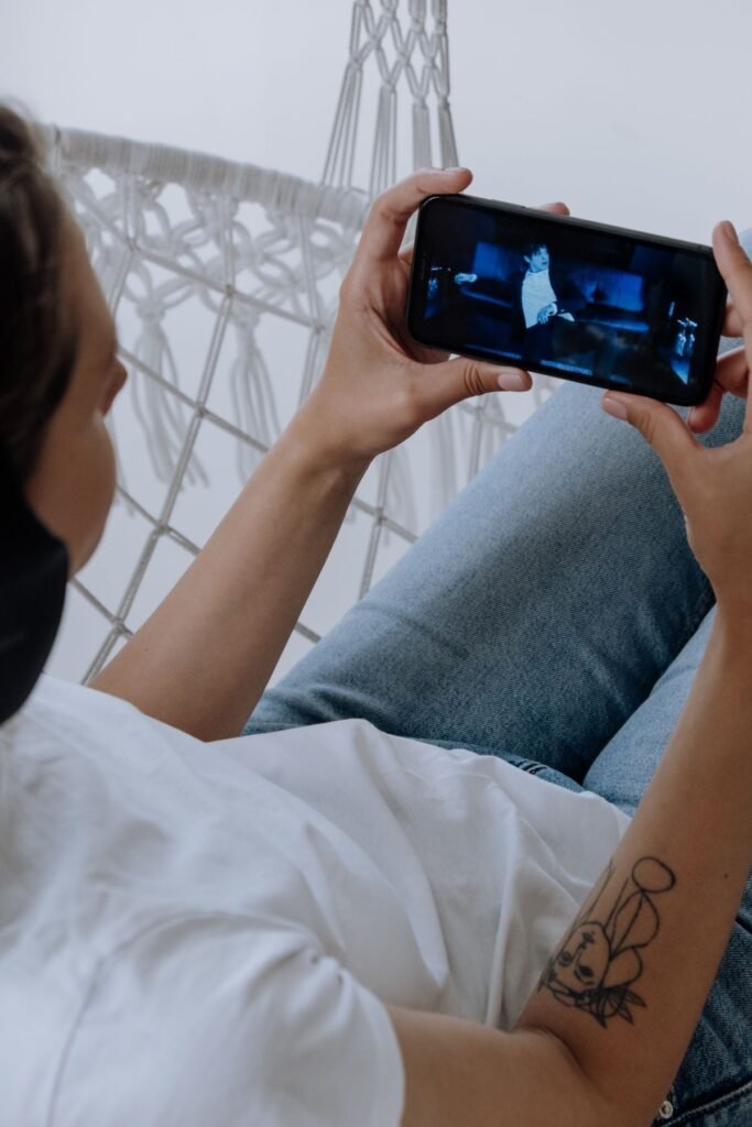 Person watching a short video on a smartphone
