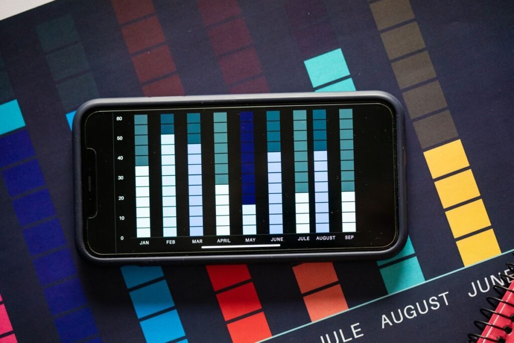 Close-up of an analytics chart displayed on a phone